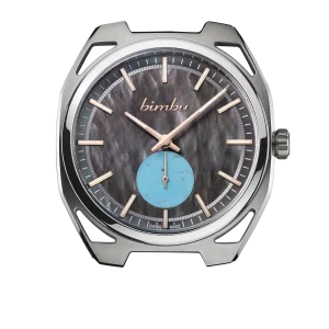 Nacre Tahiti/turquoise/indexes rhodiés et aiguillles dorées/aiguille petite secondes or 5N EN